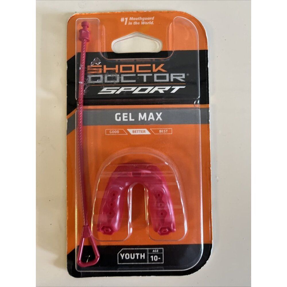 Shock Doctor Sport Gel Max RED Mouth Guard With Strap Youth Age 10 And Under